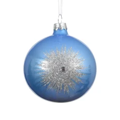 KAEMINGK Palline Di Natale-Set di 6 palline di Natale in vetro (D80 mm) Scintilla d'inverno Blu cielo e Argento