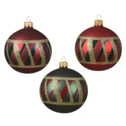 KAEMINGK Palline Di Natale-Set di 6 palline di Natale in vetro (D80 mm) Quadri Verde e