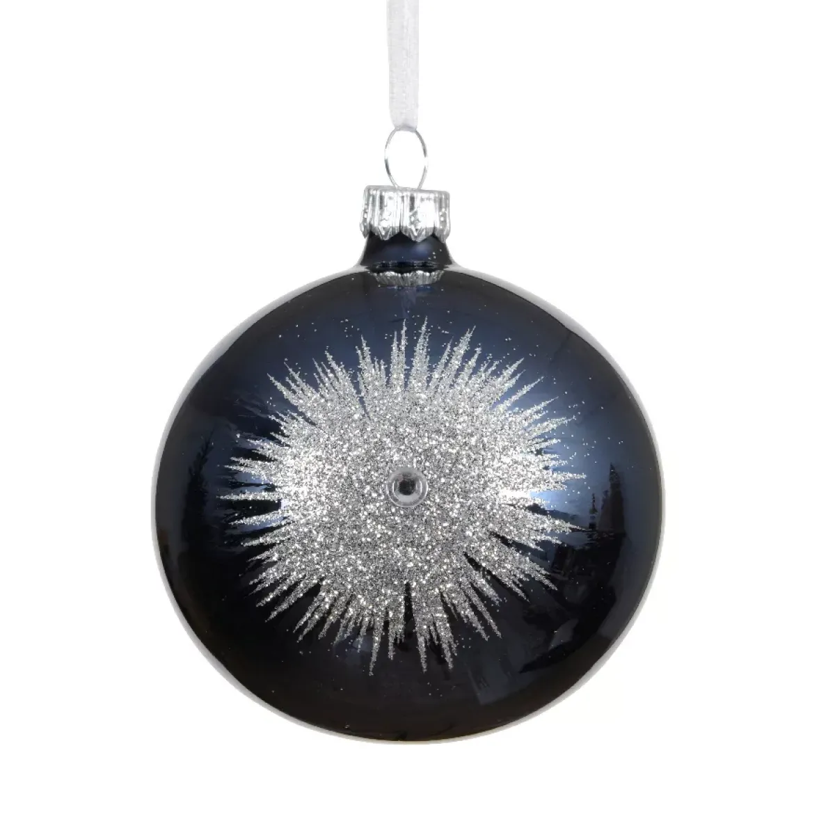 KAEMINGK Palline Di Natale-Set di 6 palline di Natale in vetro (D80 mm) Scintilla d'inverno e Argento