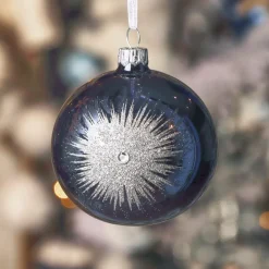 KAEMINGK Palline Di Natale-Set di 6 palline di Natale in vetro (D80 mm) Scintilla d'inverno e Argento