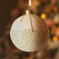 KAEMINGK Palline Di Natale-Set di 6 palline di Natale in vetro (D80 mm) Ballotine Bianco Lana