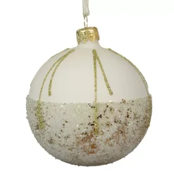 KAEMINGK Palline Di Natale-Set di 6 palline di Natale in vetro (D80 mm) Ballotine Bianco Lana
