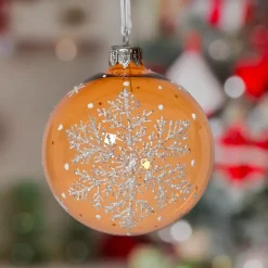 KAEMINGK Palline Di Natale-Set di 6 palline di Natale in vetro (D80 mm) Fiocco di neve fatato