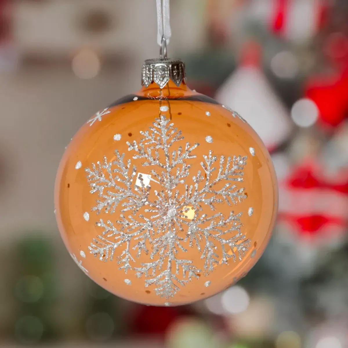 KAEMINGK Palline Di Natale-Set di 6 palline di Natale in vetro (D80 mm) Fiocco di neve fatato