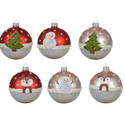 KAEMINGK Palline Di Natale-Set di 6 palline di Natale in vetro (D80 mm) Fantasia Nevosa