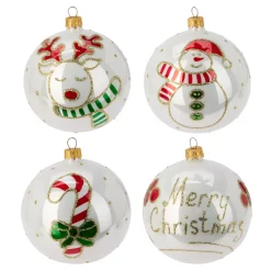 KOOPMAN Palline Di Natale-Set di 6 palline di Natale in vetro (D100 mm) Tenerezze perlato