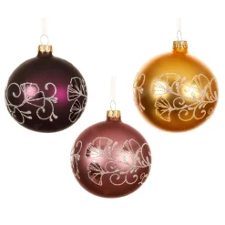 KAEMINGK Palline Di Natale-Set di 6 palline di Natale in vetro (D80 mm) Bucolico Oro, fico e rosa