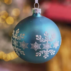 KAEMINGK Palline Di Natale-Set di 6 palline di Natale in vetro (D80 mm) Fiocco di neve Blu brillante