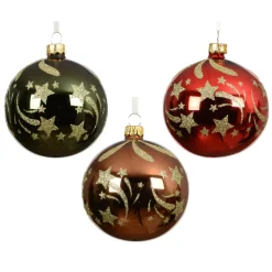 KAEMINGK Palline Di Natale-Set di 6 palline di Natale in vetro (D80 mm) Stelle Cadenti