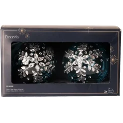 KAEMINGK Palline Di Natale-Set di 2 palline di Natale in vetro (D100 mm) Ghiaccio di diamante