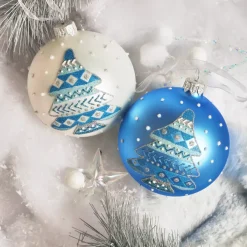 KAEMINGK Palline Di Natale-Set di 6 palline di Natale in vetro (D80 mm) Abete nordico Azzuro