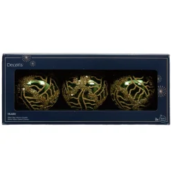 KAEMINGK Palline Di Natale-Set di 3 palline di Natale in vetro (D80 mm) Shiny glitter