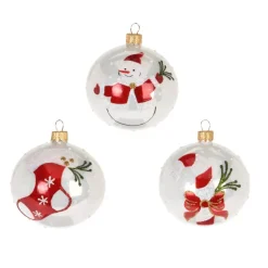 KOOPMAN Palline Di Natale-Set di 12 palline di Natale in vetro (D80 mm) Natale Tradizionale perlato
