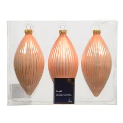 KAEMINGK Palline Di Natale-Set di 3 palline di Natale in vetro (D60 mm) Goccia preziosa Rosa