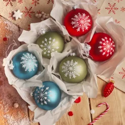 KAEMINGK Palline Di Natale-Set di 6 palline di Natale in vetro (D80 mm) Santa Christmas