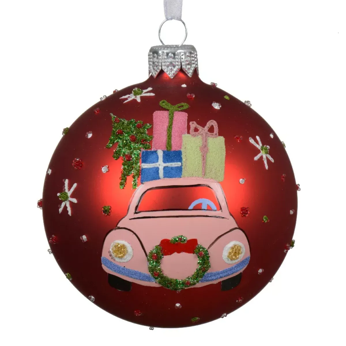KAEMINGK Palline Di Natale-Set di 6 palline di Natale in vetro (D80 mm) Auto festiva