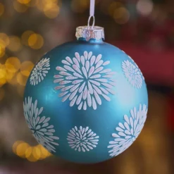 KAEMINGK Palline Di Natale-Set di 12 Palline di Natale in vetro (D100 mm) Scintillio celeste Blu brillante