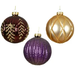 KAEMINGK Palline Di Natale-Set di 12 palline di Natale in vetro (D100 mm) Sogno Fico bordeaux e oro