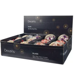 KAEMINGK Palline Di Natale-Set di 12 palline di Natale in vetro (D100mm) Diamante Rocaille Rosso e