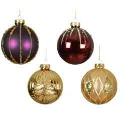 KAEMINGK Palline Di Natale-Set di 12 palline di Natale in vetro (D80 mm) Shine Glam e Fico