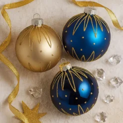 KOOPMAN Palline Di Natale-Set di 12 palline di Natale in vetro (D80 mm) Tesori di Mezzanotte notte e dorato