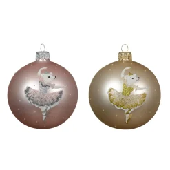 KAEMINGK Palline Di Natale-Set di 6 palline di Natale in vetro (D80 mm) Ballerine e perla