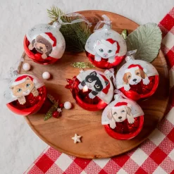 KAEMINGK Palline Di Natale-Set di 6 palline di Natale in vetro (D80 mm) Cani e Gatti