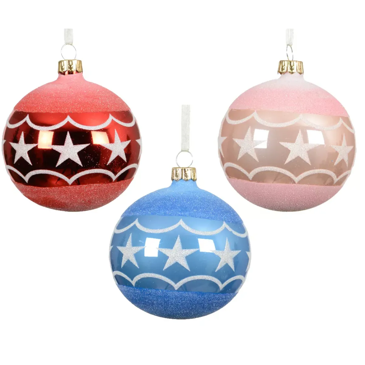KAEMINGK Palline Di Natale-Set di 6 palline di Natale in vetro (D80 mm) Circo di stelle