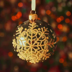 KAEMINGK Palline Di Natale-Set di 6 palline di Natale in vetro (D80 mm) Fiocco di neve glitterato