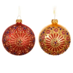 KAEMINGK Palline Di Natale-Set di 6 palline di Natale in vetro (D80 mm) Fiocchi di Lapponia e oro