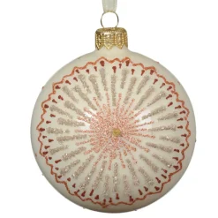 KAEMINGK Palline Di Natale-Set di 6 palline di Natale in vetro (D80 mm) Medaglione stellato Bianco lana