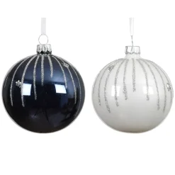 KAEMINGK Palline Di Natale-Set di 6 palline di Natale in vetro (D80 mm) Mistery e bianco