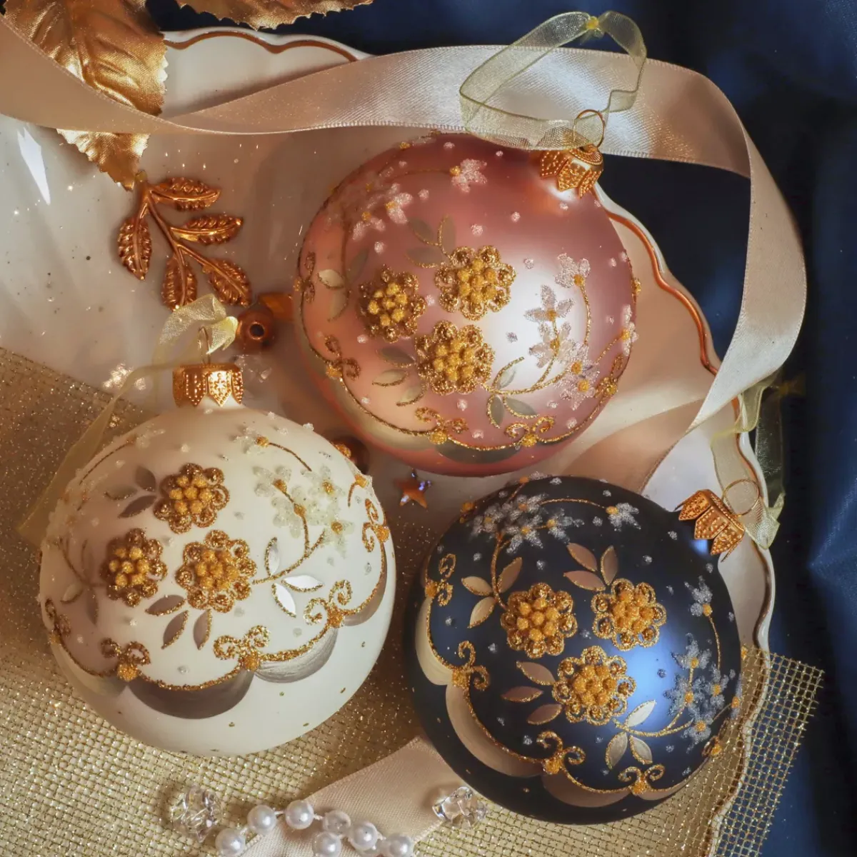 KAEMINGK Palline Di Natale-Set di 6 palline di Natale in vetro (D80 mm) Rococo