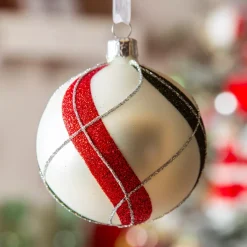 KAEMINGK Palline Di Natale-Set di 6 palline di Natale in vetro (D80 mm) Torsioni Quadri d'inverno