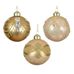 KAEMINGK Palline Di Natale-Set di 12 palline di Natale in vetro (D80 mm) Altesse e perla
