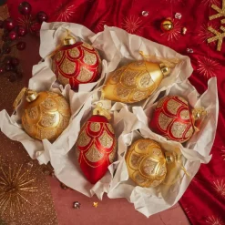 KAEMINGK Palline Di Natale-Set di 12 palline di Natale in vetro (D80 mm) Barocco e oro