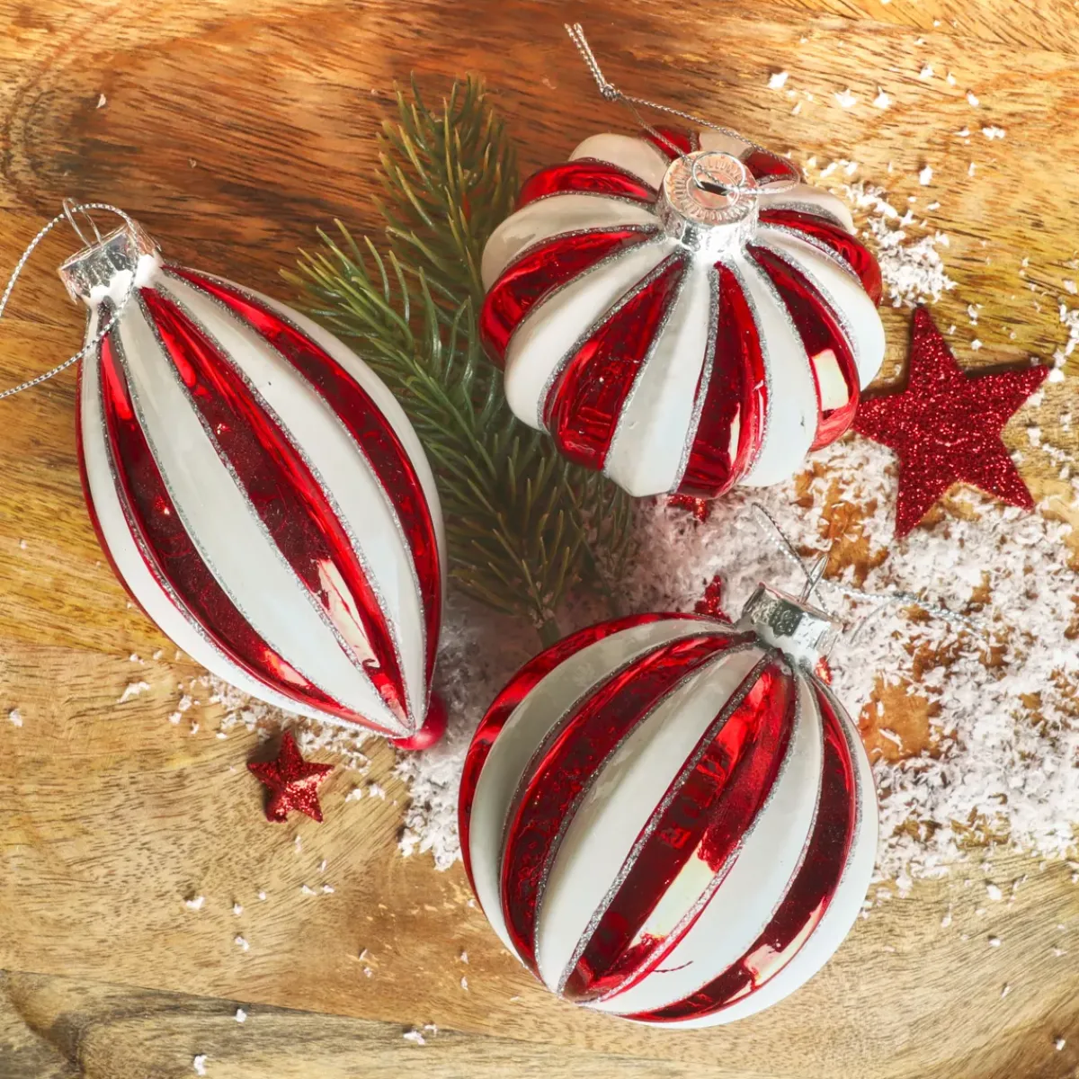 KAEMINGK Palline Di Natale-Set di 12 palline di Natale in vetro (D80 mm) Christmas glam e Bianco
