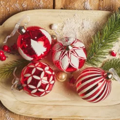 KAEMINGK Palline Di Natale-Set di 12 palline di Natale in vetro (D80 mm) Circo incantato e Bianco