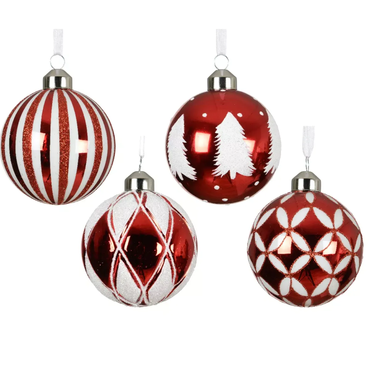 KAEMINGK Palline Di Natale-Set di 12 palline di Natale in vetro (D80 mm) Circo incantato e Bianco