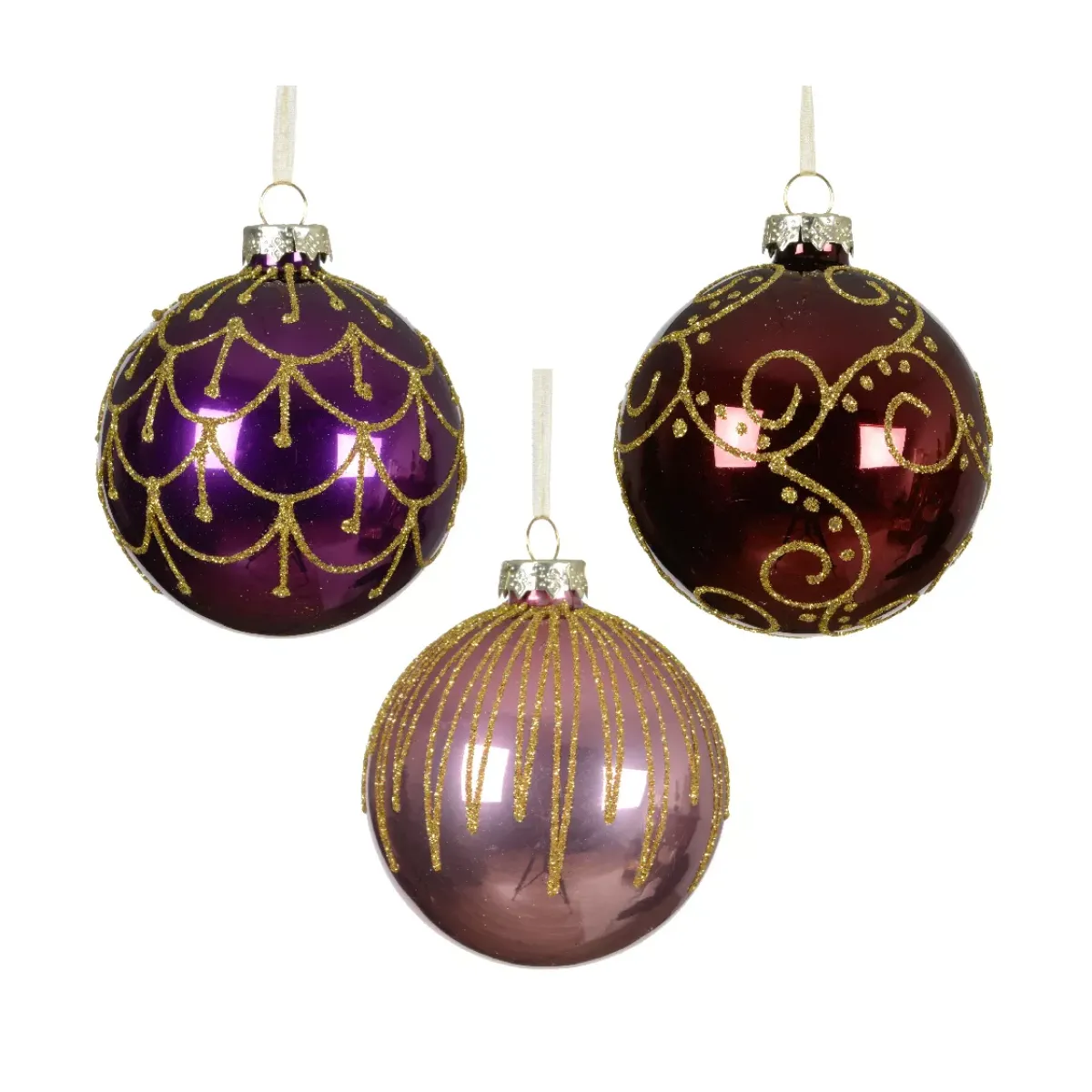 KAEMINGK Palline Di Natale-Set di 12 palline di Natale in vetro (D80 mm) Palazzo Italiano Fico e oro