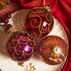 KAEMINGK Palline Di Natale-Set di 12 palline di Natale in vetro (D80 mm) Palazzo Italiano Fico e oro