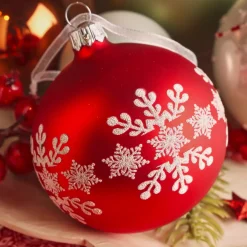 KAEMINGK Palline Di Natale-Set di 6 palline di Natale in vetro (D80 mm) Fiocco di neve