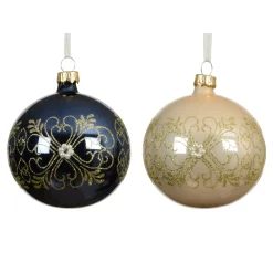 KAEMINGK Palline Di Natale-Set di 6 palline di Natale in vetro (D80 mm) Marie-Antoinette notte e perla