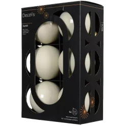 KAEMINGK Palline Di Natale-Set di 6 Palline di Natale in vetro (D80 mm) Boreale Bianco lana