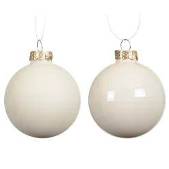 KAEMINGK Palline Di Natale-Set di 6 Palline di Natale in vetro (D80 mm) Boreale Bianco lana