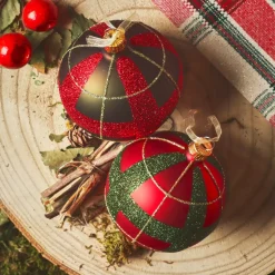 KAEMINGK Palline Di Natale-Set di 6 palline di Natale in vetro (D80 mm) Scozzese e verde