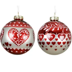 KAEMINGK Palline Di Natale-Set di 12 palline di Natale in vetro (D80 mm) Cuore di Natale