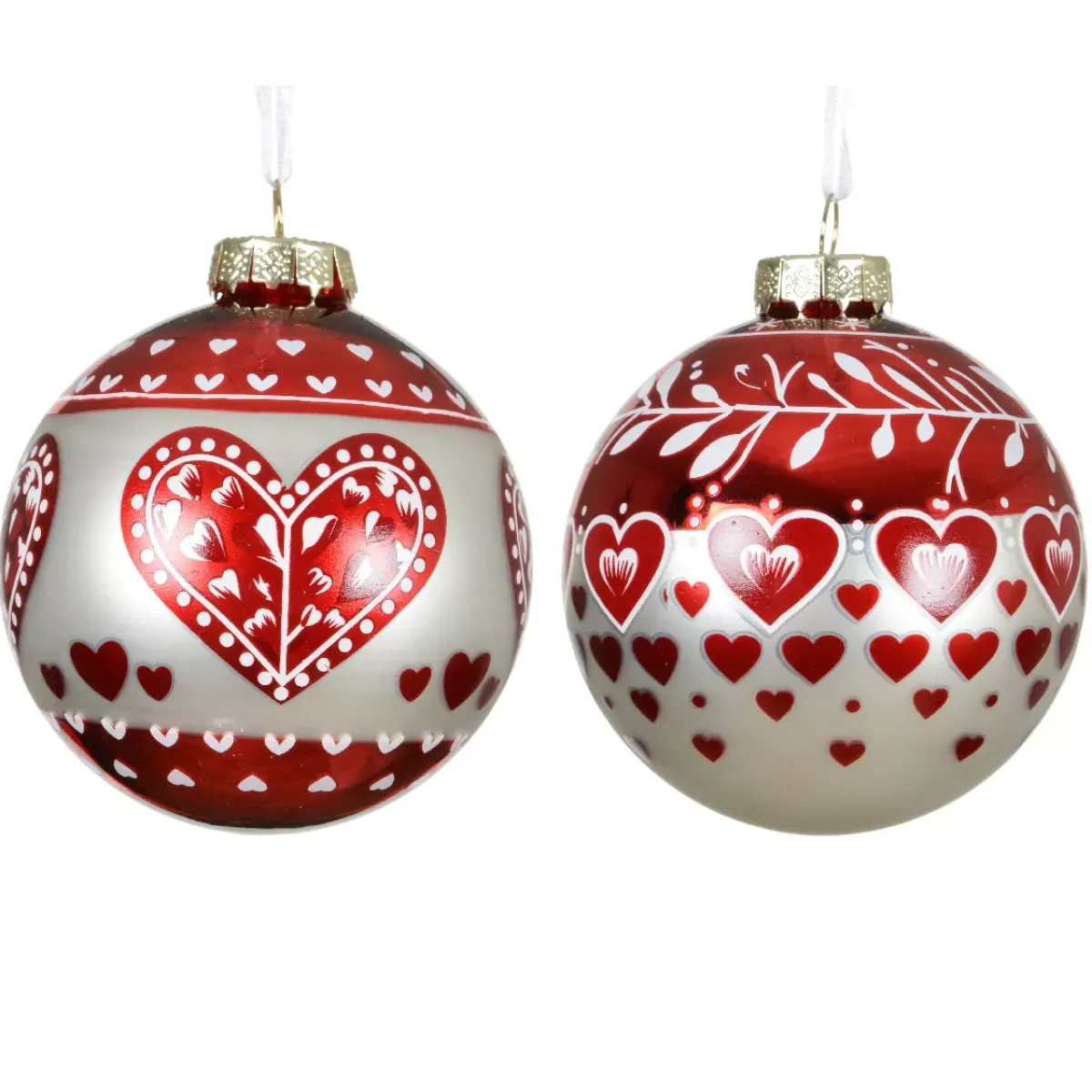 KAEMINGK Palline Di Natale-Set di 12 palline di Natale in vetro (D80 mm) Cuore di Natale