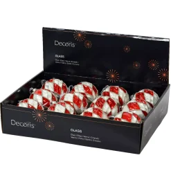 KAEMINGK Palline Di Natale-Set di 12 palline di Natale in vetro (D80 mm) a scacchi e bianco