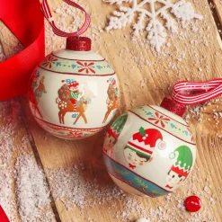 KAEMINGK Palline Di Natale-Set di 12 palline di Natale in vetro (D80 mm) Elfi e renne